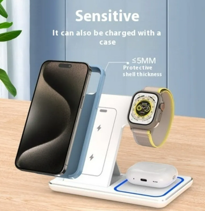 Foldable Fast Wireless Charger Stand 15W 3 In 1 LED